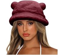 Cocila Berretto da Uomo con Cappuccio A Secchiello Spesso Orso Invernale Cappello Caldo Orecchio Carino per Berretti Baseball Donna Fischietti Festa (Red One Size) Cappelli di Paglia per Donna