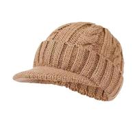 Cocila Berretto Invernale da Uomo con Visiera E Polsini in Maglia Foderato Pile Caldo Sci Zainetto Ragazzo (Khaki One Size) Cappellino New York Cappello Sole Cuffia Capelli Notte Bianco Bombetta
