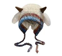 Cocila Berretto Invernale in Maglia con Simpatico Design A Corno di Peluche Caldo Fodera Pile per Le Orecchie Cappello Visiera Dritta Estivo (White One Size) Cappello Donna Invernale Caldo