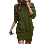 Cocila Boho Chic Dresses Abito Casual in Felpa da Donna a Maniche Lunghe con Collo a Lupetto e Orlo Avvolgente Abiti Lunghi Pullover Autunno Inverno Larghi Vestito Invernale Allattamento