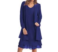 Cocila Boho Chic Dresses Maniche Lunghe da Donna in Chiffon con Cuciture nel Lungo Abito a Due Pezzi Abito Battesimo Maniche Lunghe