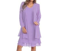 Cocila Boho Chic Dresses Maniche Lunghe da Donna in Chiffon con Cuciture nel Lungo Abito a Due Pezzi Abito Battesimo Maniche Lunghe