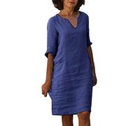 Cocila Boho Chic Dresses Mini Abito Corto in Cotone e Lino a Mezza Manica con Scollo a V alla Moda e Confortevole da Donna Abiti in Velluto Manica Lunga