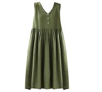 Cocila Boho Chic Dresses Vestito Estivo da Donna con Scollo a V Davanti e Dietro Abito Senza Maniche in Lino con Due Bretelle per Pelliccia in Cotone