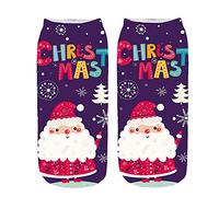 Cocila Calze Da Neve Natale Carino 3D Caviglia Femminile Amazing Novità Crazy Calzini Stampa Di Coppia Personalizzato E One Size Cotone Donna Corte Senza Elastico Filo Scozia Leggeri Elastiche
