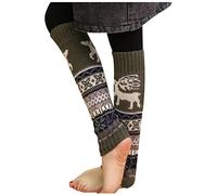Cocila Calze Lana Uomo Donna A Maglia Natale Snowflake Stack Calzini Ispessiti Pile Fawn Foot Woolen Caldo Leggings Cotone Eleganti Green One Size Filo Di Scozia Corti Senza Elastico Elastiche