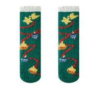 Cocila Calzini Uomo Donna Divertenti Autumn Winter Christmas Weaving Plush Warm Coral Home Socks Regali Di Coppia Cucina Green One Size Cotone Corti Senza Elastico Calze Filo Scozia Corte Estive