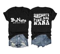 Cocila Camicetta da Donna, Elegante, A Maniche Lunghe Maglietta Donna Banana Bad Ass, Divertente con Scollo V E Grafica Corte Camicie di Flanella (Black, XXL) Camicia Cotone Abbigliamento Curvy