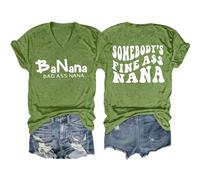 Cocila Camicetta da Donna, Elegante, A Maniche Lunghe Maglietta Donna Banana Bad Ass, Divertente con Scollo V E Grafica Corte Camicie di Flanella (Green, XL) Camicia Cotone Blusa Elegante Giacca