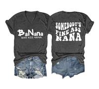 Cocila Camicetta da Donna, Elegante, A Maniche Lunghe Maglietta Donna Banana Bad Ass, Divertente con Scollo V E Grafica Corte Camicie di Flanella (Dark Gray, S) Camicia Elegante Cotone Maglia