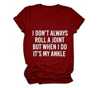 Cocila Camicetta da Donna, Elegante, A Maniche Lunghe Non Sempre Una Canna, Ma Quando Lo Faccio È La Caviglia. Divertente Maglietta Corte con Stampa di Lettere Donna Tute Eleganti (Red, M)