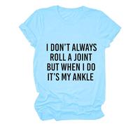 Cocila Camicetta da Donna, Elegante, A Maniche Lunghe Non Sempre Una Canna, Ma Quando Lo Faccio È La Caviglia. Divertente Maglietta Corte con Stampa di Lettere Donna Tute Eleganti (Blue, XL)