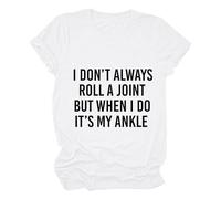 Cocila Camicetta da Donna, Elegante, A Maniche Lunghe Non Sempre Una Canna, Ma Quando Lo Faccio È La Caviglia. Divertente Maglietta Corte con Stampa di Lettere Donna Tute Eleganti (White, XXL)