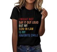 Cocila Camicetta da Donna, Elegante, A Maniche Lunghe Potrei Non Dirlo, Ma Mio Genero È Bambino Preferito Camicia Donna con Stampa Lettera Maglietta Corte Girocollo T-Shirt alla Leggera Morbida