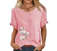 Cocila Camicetta Estiva da Donna Ricamata Camicia Monopetto con A Pieghe Donna, Modello Station Explosion, in Tinta Unita, Maniche Stile Europeo E Americano Pigiama Allattamento Invernale (Pink,