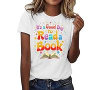 Cocila Camicetta Estiva da Donna Ricamata Costume per La Giornata Mondiale del Libro 2026 È Una Leggere Maglietta di Un Camicie Maniche Lunghe Sportive (White, L) Camicia Cotone Elegante Maglia