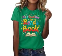 Cocila Camicetta Estiva da Donna Ricamata Costume per La Giornata Mondiale del Libro 2026 È Una Leggere Maglietta di Un Camicie Maniche Lunghe Sportive (Green, L) Maglia Elegante Completo