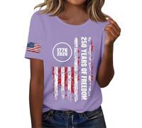 Cocila Camicetta Estiva da Donna Ricamata Short Sleeve Independence Day Women’S 250Th Anniversary USA Shirt 2026 American Flag Retro Graphic Tee Abbigliamento Gravidanza (Light Violet, L)
