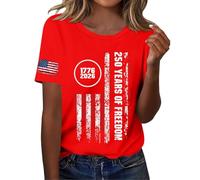Cocila Camicetta Estiva da Donna Ricamata Short Sleeve Independence Day Women’S 250Th Anniversary USA Shirt 2026 American Flag Retro Graphic Tee Abbigliamento Gravidanza (Red, S) Top Elegante