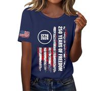 Cocila Camicetta Estiva da Donna Ricamata Short Sleeve Independence Day Women’S 250Th Anniversary USA Shirt 2026 American Flag Retro Graphic Tee Abbigliamento Gravidanza (Navy, M) Camicia