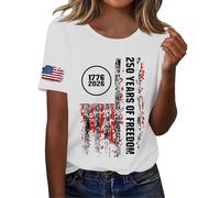 Cocila Camicetta Estiva da Donna Ricamata Short Sleeve Independence Day Women’S 250Th Anniversary USA Shirt 2026 American Flag Retro Graphic Tee Abbigliamento Gravidanza (White, XL) Blusa