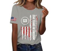 Cocila Camicetta Estiva da Donna Ricamata Short Sleeve Independence Day Women’S 250Th Anniversary USA Shirt 2026 American Flag Retro Graphic Tee Abbigliamento Gravidanza (Light Ashy, S) Blusa