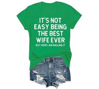 Cocila Camicia in Cotone E Lino da Donna Estiva con Ricamo A Tunica Non È Facile La Migliore Moglie di Sempre, Anniversario per Sua Divertente Maglietta Sposata Magliette Marito Matrimonio