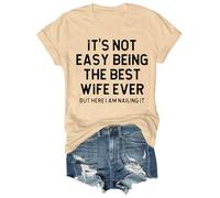 Cocila Camicia in Cotone E Lino da Donna Estiva con Ricamo A Tunica Non È Facile La Migliore Moglie di Sempre, Anniversario per Sua Divertente Maglietta Sposata Magliette Marito Matrimonio