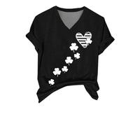 Cocila Camicia in Lino per Donna Ricamata - 3/4 Maniche Colletto Maglietta Casual da con Scollo A V E Corte, Stampata La Festa dei Santi Notte Clinica (Navy, S) Blusa Motivi Abbigliamento