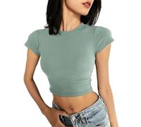 Cocila Camicia in Lino per Donna Ricamata - 3/4 Maniche Colletto Maglietta da A Corte con Lunghezza alle Spalle vestibilità Slim Ed Effetto Snellente Abbinato Una Base Sexy Vita Alta Corta