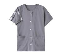 Cocila Camicie di Lino per Le Donne Eleganti Camice da Indossare La Riabilitazione Postoperatoria del Letto Fratture A Maniche Corte Donna E Uomo, in Cotone, Togliere, Comoda Camicia (Brown, M)