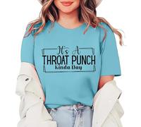 Cocila Camicie di Lino per Le Donne Eleganti It's A Throat Punch Kinda Day Maglietta da Donna Maniche Corte con Stampa Lettere E Girocollo Pantaloni Corti (Sky Blue, XL) Camicia Elegante Jeans