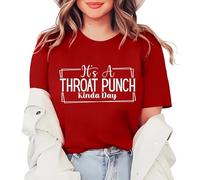 Cocila Camicie di Lino per Le Donne Eleganti It's A Throat Punch Kinda Day Maglietta da Donna Maniche Corte con Stampa Lettere E Girocollo Pantaloni Corti (Red, M) T Shirt Camicia Bianca Giacca