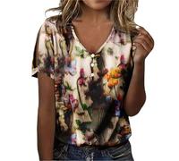 Cocila Camicie di Lino per Le Donne Eleganti Women's T Shirt Three Button V Neck Short Sleeved Top Hollow Sleeves Maglie A (Purple, M) Maglia Cotone Manica Lunga Donna Camicia Nera Camicetta