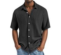 Cocila Camicie Lino Uomo Camicia Lino Uomo Manica Lunga Estiva Cotone Henley Shirts Collo Coreana con Bottoni Tinta Unita Elegante Casual da Tasca Spiaggia Stile Sottile Come Ghiaccio Nero M