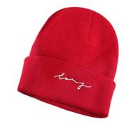 Cocila Cappello A Coste Men Ski Inverno Donne Caldo Unisex Hat Turno Fisherman Baseball Caps Cappellino Rosso Visiera (Red One Size) Cuffia Cotone Bambino Cuffia Sottocasco Moto con Verde