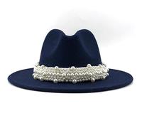 Cocila Cappello da Jazz Elegante Donna Stile Britannico Anello di Perle con A Cilindro Larga Lana Cappellino Ragazzo 14 Anni (Dark Blue L) Cappello Mare Donna Sole Uomo Chemioterapia Silk Bonnet