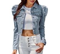 Cocila Cappotto Casual In Denim Con Risvolto Alla Da Donna Giacca Avvitata Elasticizzato A Maniche Lunghe Con Tasca Giubbino Jeans Elasticizzato Corta Con Bottoni