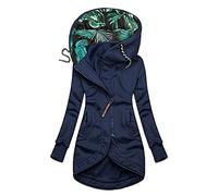 Cocila Cappotto Da Donna Con Cappuccio Solido Giacca Di Coulisse E Fodera Stampata Media Lunghezza Capispalla Sottile Piumino Bambina 4 Anni Navy M Giubbotto Mezza Stagione Donna Giubbino In