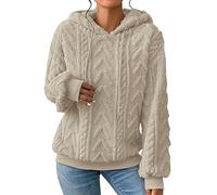 Cocila Cappotto Maglione A Maniche Lunghe in Ispessito con Cappuccio da Nuovo Solido in Peluche Impiombato da Felpa Coperta Cappuccio (Beige XXXXXL)