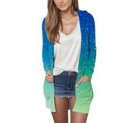 Cocila Cardigan con Cappuccio E Felpa A Maniche Lunghe Stampa Gradiente Casual da Donna Giacchetta (Bu1 XXL) Giubbotto Lungo Donna Invernale Camicia Quadri Montagna Giubbino Senza Giacca Outdoor