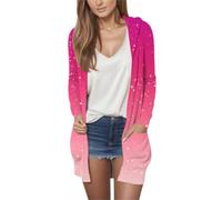 Cocila Cardigan con Cappuccio E Felpa A Maniche Lunghe Stampa Gradiente Casual da Donna Giacchetta (Purple S) Piumini Primaverili Donna Costume Steampunk Camicia Montagna Giubbotto Corto Country
