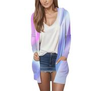 Cocila Cardigan con Cappuccio E Felpa A Maniche Lunghe Stampa Gradiente Casual da Donna XL S (Blue S) Giubbotti Donna Invernali Giubbotto Invernale Lungo Camicia Montagna Giubbini Jeans 2025