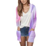 Cocila Cardigan con Cappuccio E Felpa A Maniche Lunghe Stampa Gradiente Casual da Donna XL S (Purple XXL) Giacconi Invernali Donna Camicia Quadri Cappotto Nero Invernale Giacchino Ecopelle Corto