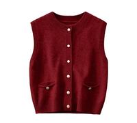 Cocila Cardigan da Donna alla E Casual con Scollo A V Maniche Lunghe Bottoni Cappotto Lana Elegante (Red XXL) Giaccone Invernale Cappuccio Gilet Imbottito Bianco Giubbotti Lunghi Invernali
