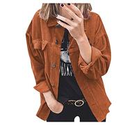 Cocila Cardigan Da Donna In Velluto A Coste Casual Allentato Taglie Forti Soprabito Con Bavero E Giuntura Bottone Coltello (Orange Xxxl) Cappotto Ecopelle Donna Giubbino Felpa Camicia Pile