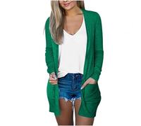 Cocila Cardigan Europeo E Americano Tinta Unita Maglione Grezzo di Media Lunghezza da Donna Vestito Elegante Invernale (Green M) Cappotto Foderato Cappotto Donna Lilla Giubbotto Corto Giacche