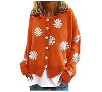 Cocila Cardigans Sweater Top Coat Cropped O Sleeve Collo Lunghe Donne Stampare Donna's Cardigan in Pelle (Orange L) Giubbotto Militare Donna Giacca con Pelo Donna Camicia A Fiori Cappotto