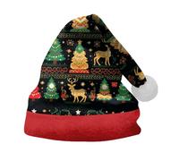 Cocila Christmas Hat For Adult Holiday Parties And Costume Events Tree Santa Printing Santa's Cappellino 5 (Black S) cappello pescatore cotone Berretto La Sportiva Uomo Invernale Cappello