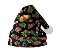 Cocila Christmas Hat For Adult Holiday Parties And Costume Events Tree Santa Printing Santa's Cappello Sportivo (Black M) cappello antipioggia Di Lana Uomo Firmato Copriorecchie Bandana Per